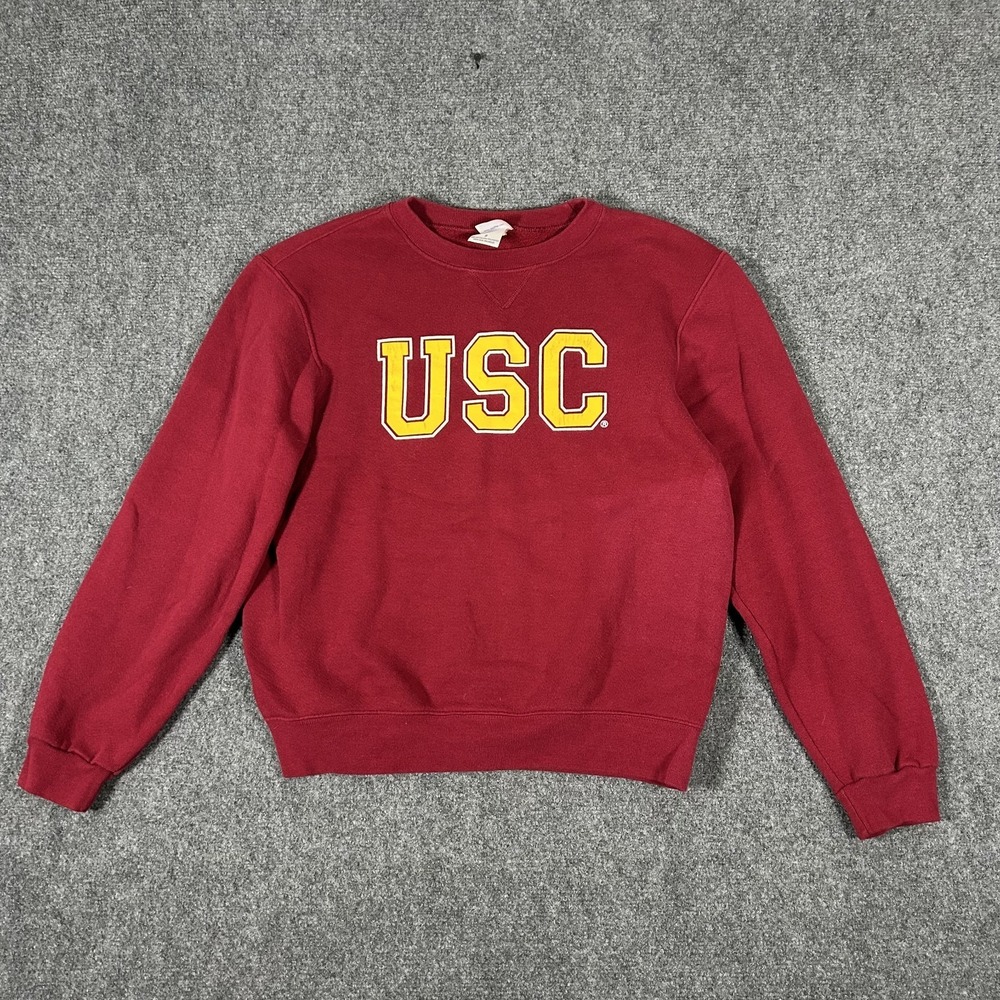 Y2k Soffee USC Trojans Sweatshirt Mens Small Red Twill Pullover #2674